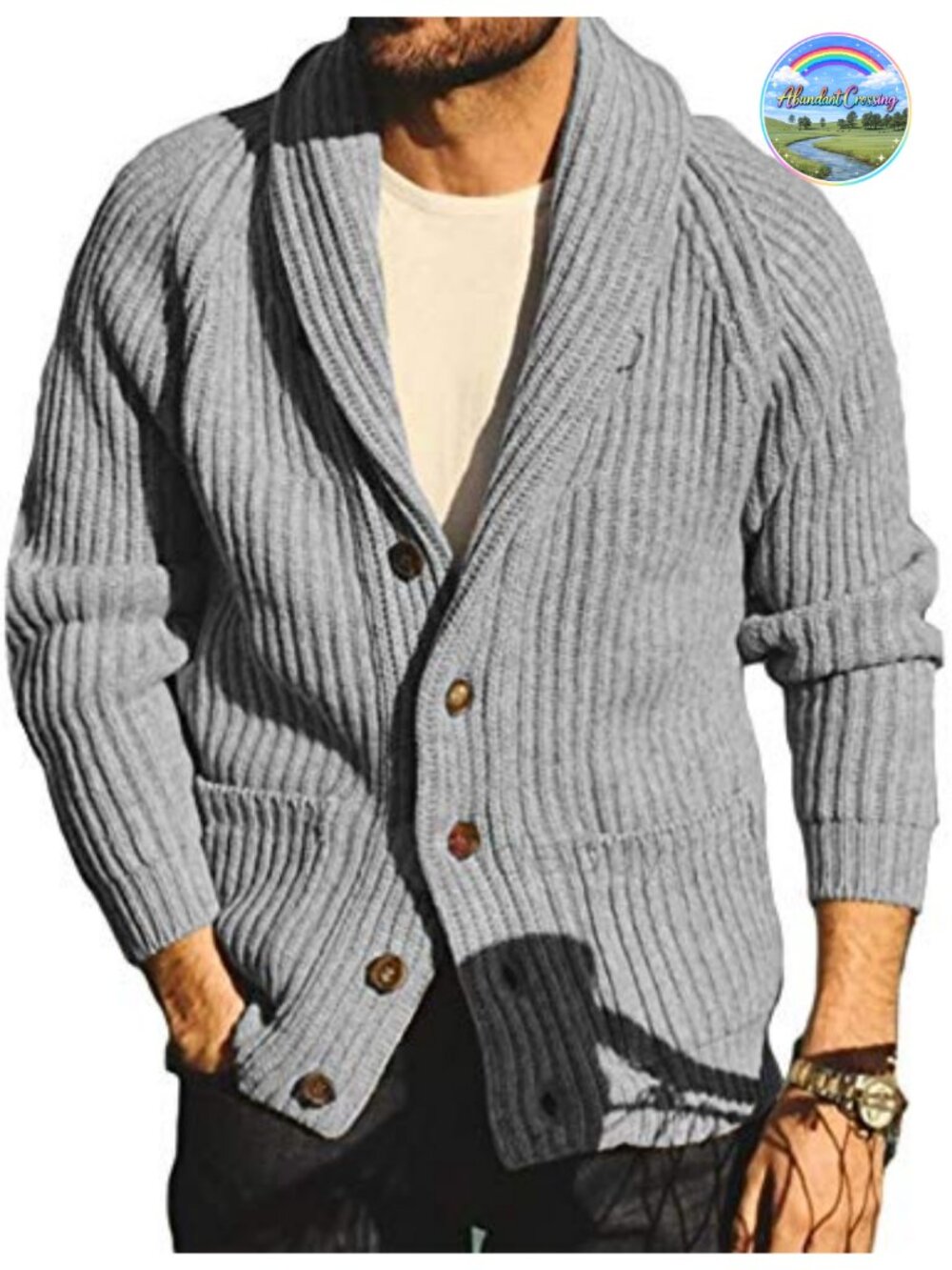 Men's Shawl Collar Cable Knit Cardigan Sweater Button Down Open Front Long